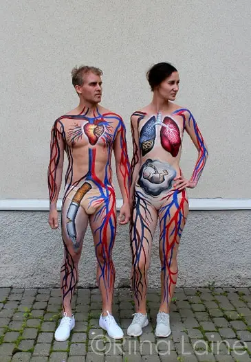 No smoking campaign with body painting. Artist Riina Laine.